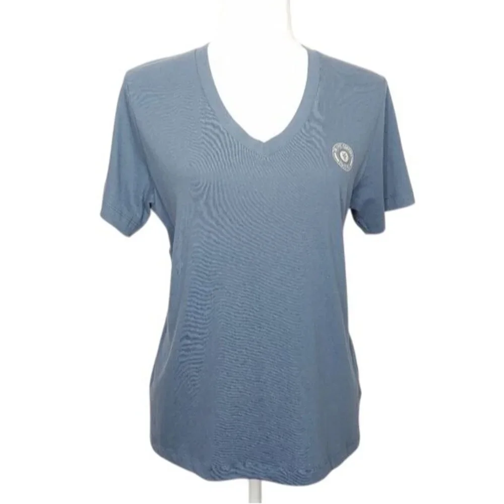 Frye Logo Blue V-Neck Short Sleeve T-shirt - Picture 4 of 8